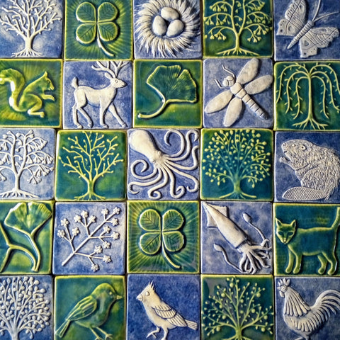 four inch by four inch handmade tiles