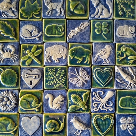 handmade tiles in the 2"x2" size