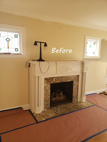 fireplace remodel- before