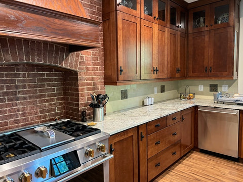 remodeled historical kitchen with handmade tile backsplash