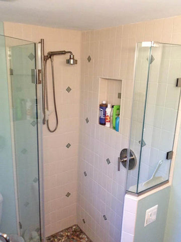 shower with handmade feature tiles