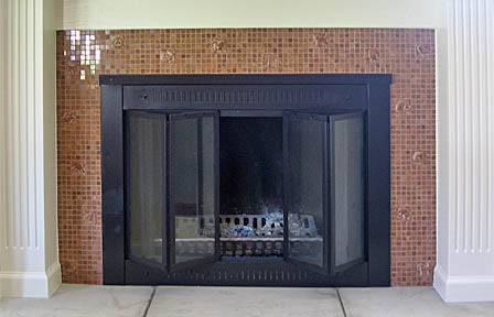 Fireplace surround with hand-made ceramic tiles 1