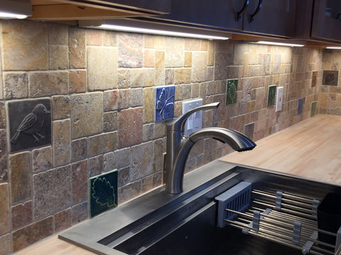 kitchen featuring handmade tiles in different colors