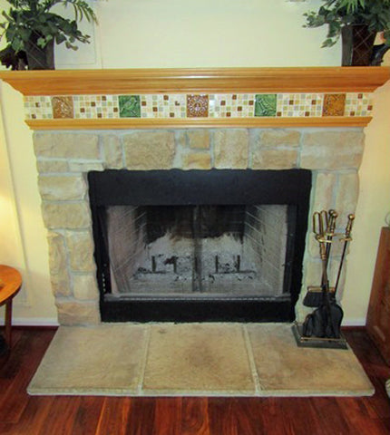 handmade tile fireplace multicolored
