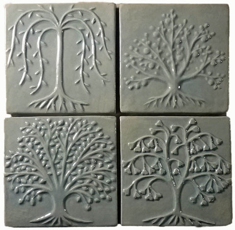 six inch handmade tree tile set