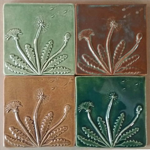 handmade dandelion tile