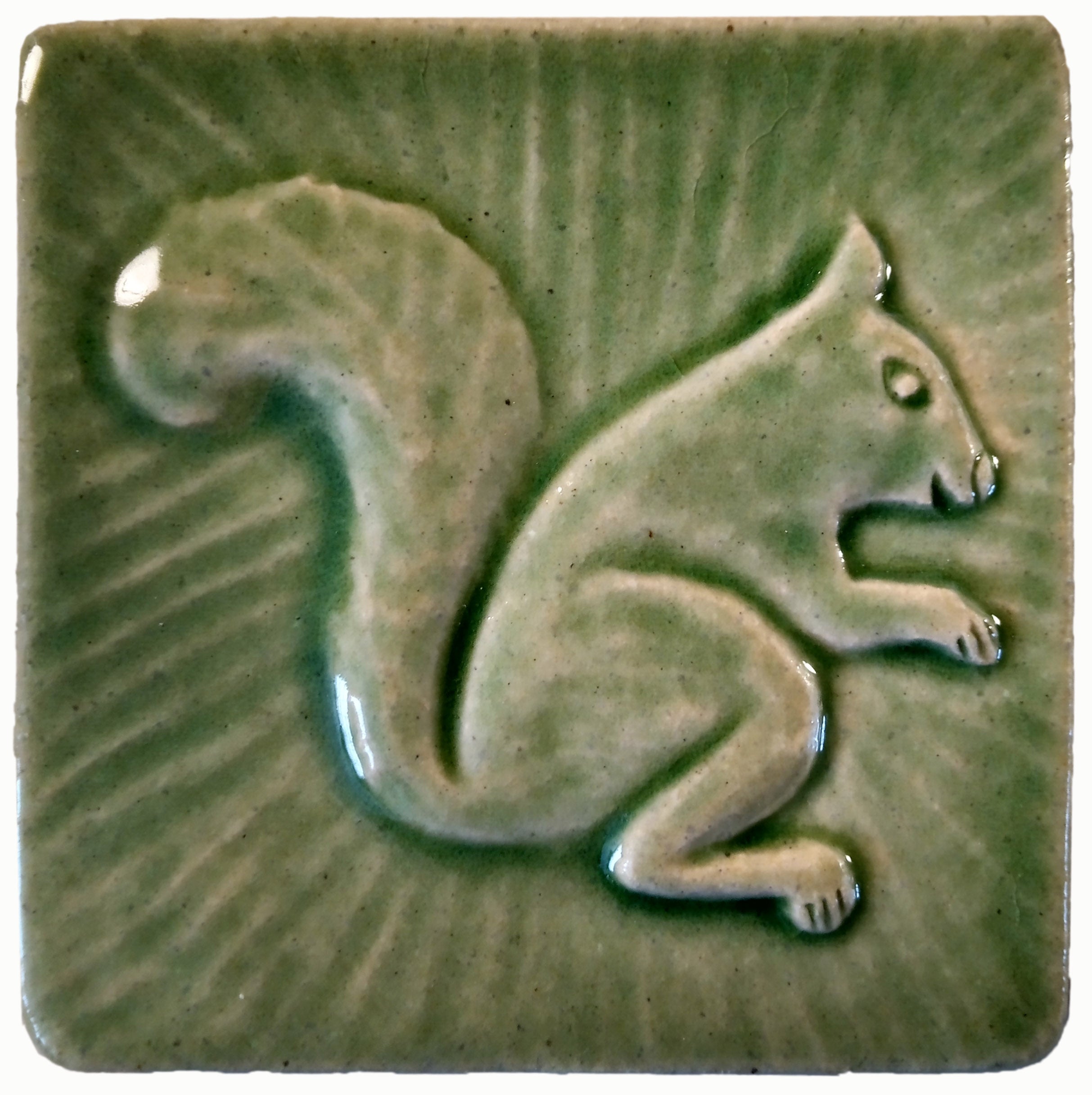 Squirrel 1 facing right 4x4 Ceramic Handmade Tile