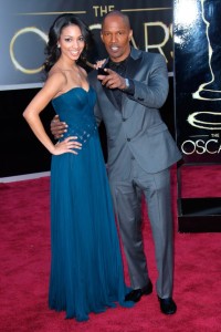 Jamie Foxx looking snazzy at the Oscars in his grey tux.