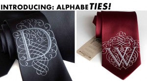 monogramed tie, monogramed wedding tie