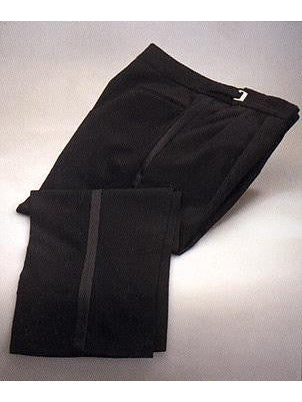 black tuxedo pants with red stripe