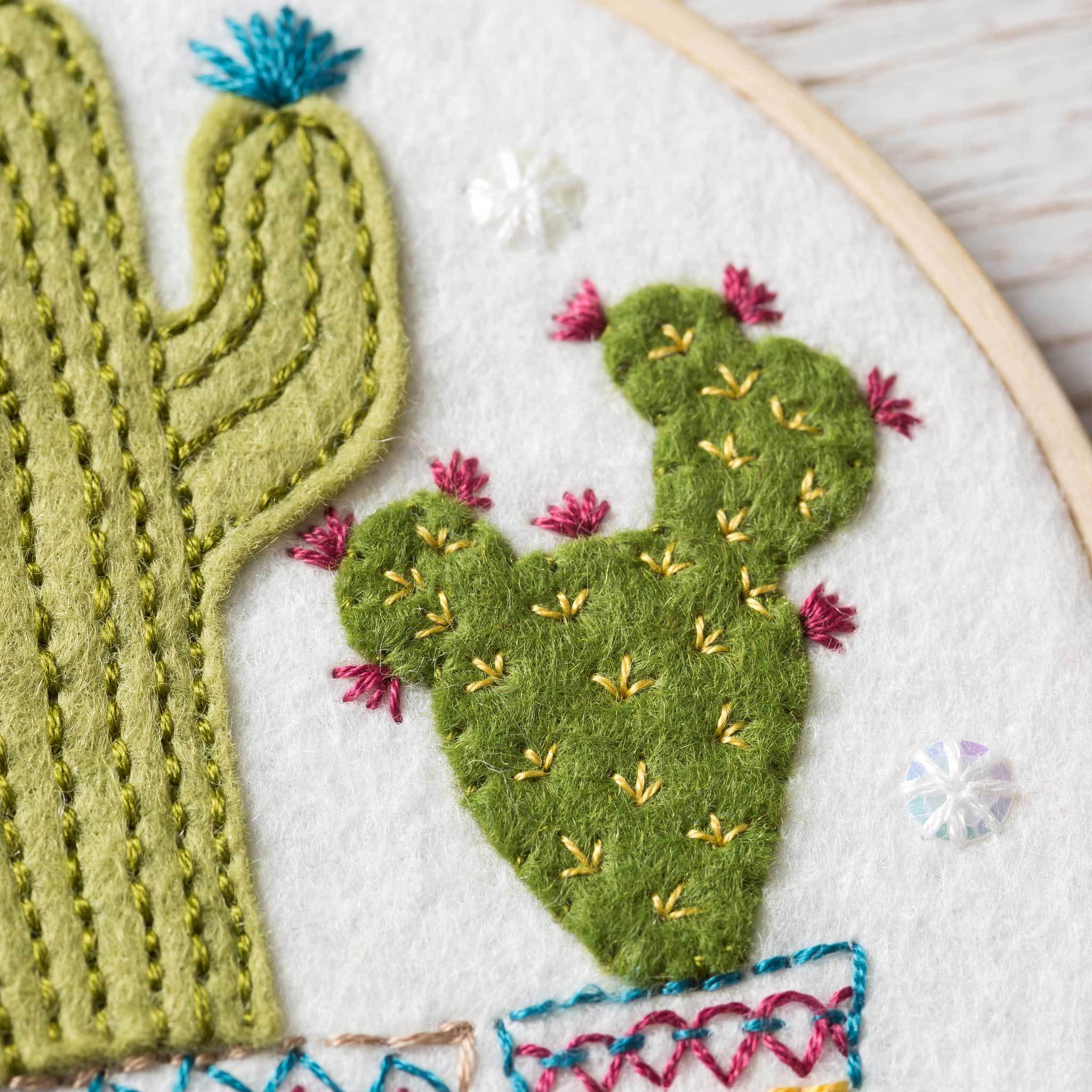 Corinne Lapierre Cactus Felt Applique  Embroidery Hoop 