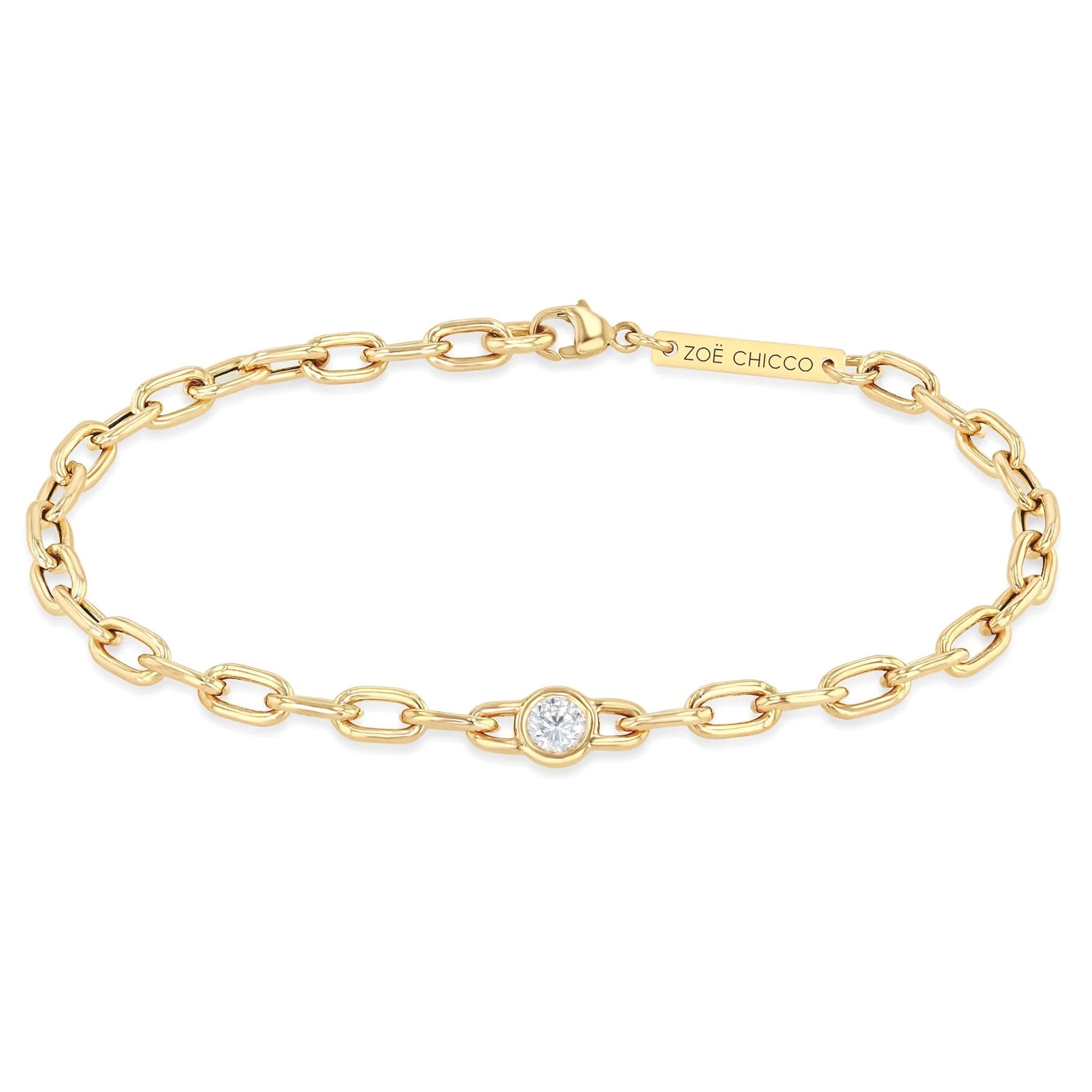 Zoë Chicco 14kt Gold Letter Bracelet with Floating Diamond – ZOË