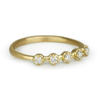 18K Yellow Gold Ring With Five Prong-Set Diamonds