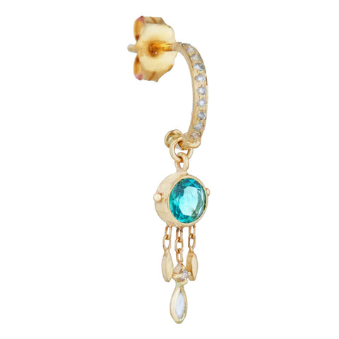 Celine Daoust Gold Hoop Earrings with Tourmaline and Diamond Drop