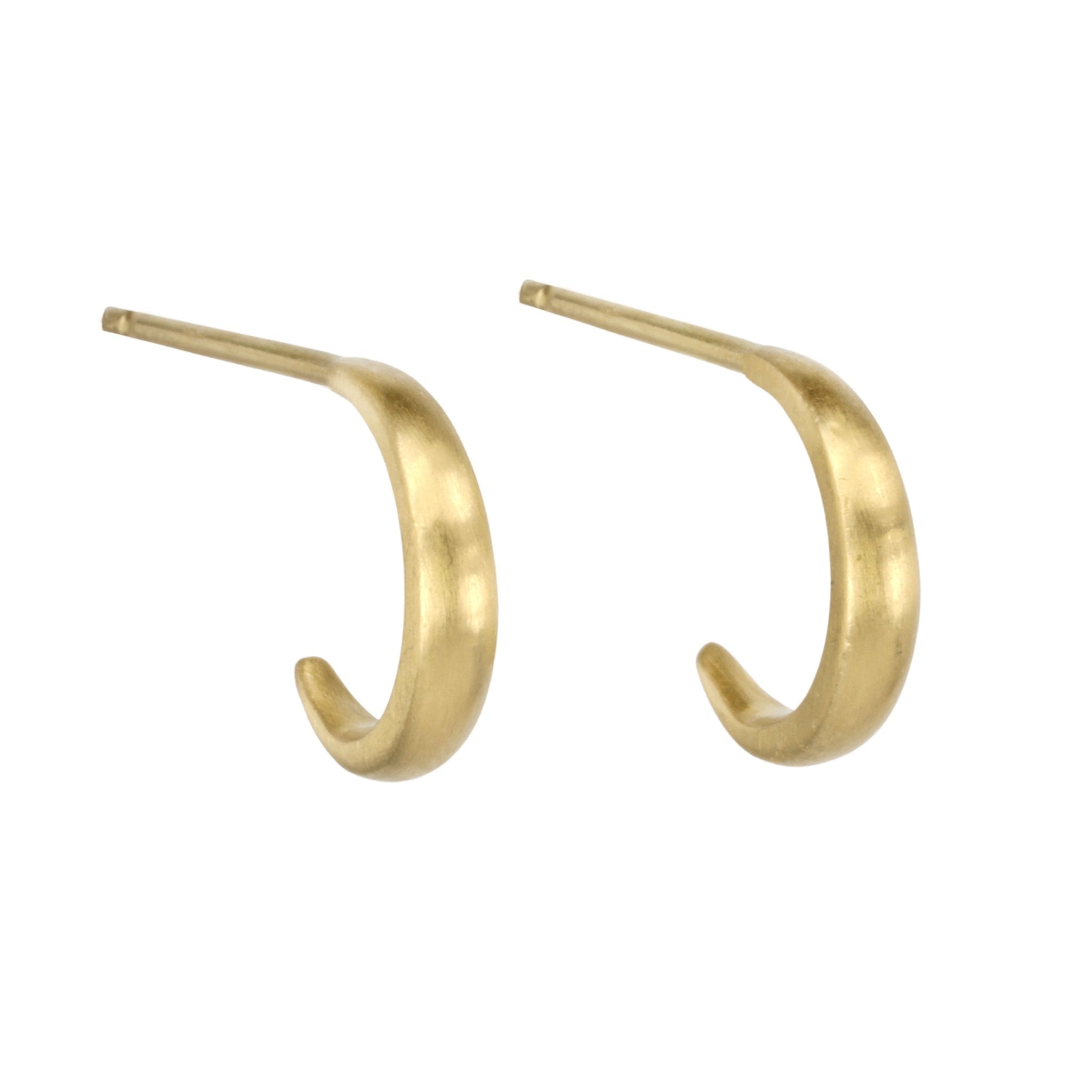 Small Gold Earrings, Tiny Gold Earring, Matte Gold, Little Top Earring, Small Simple Ear Hooks, Delicate Earring, 14K Solid Gold Hook Option 14K Solid
