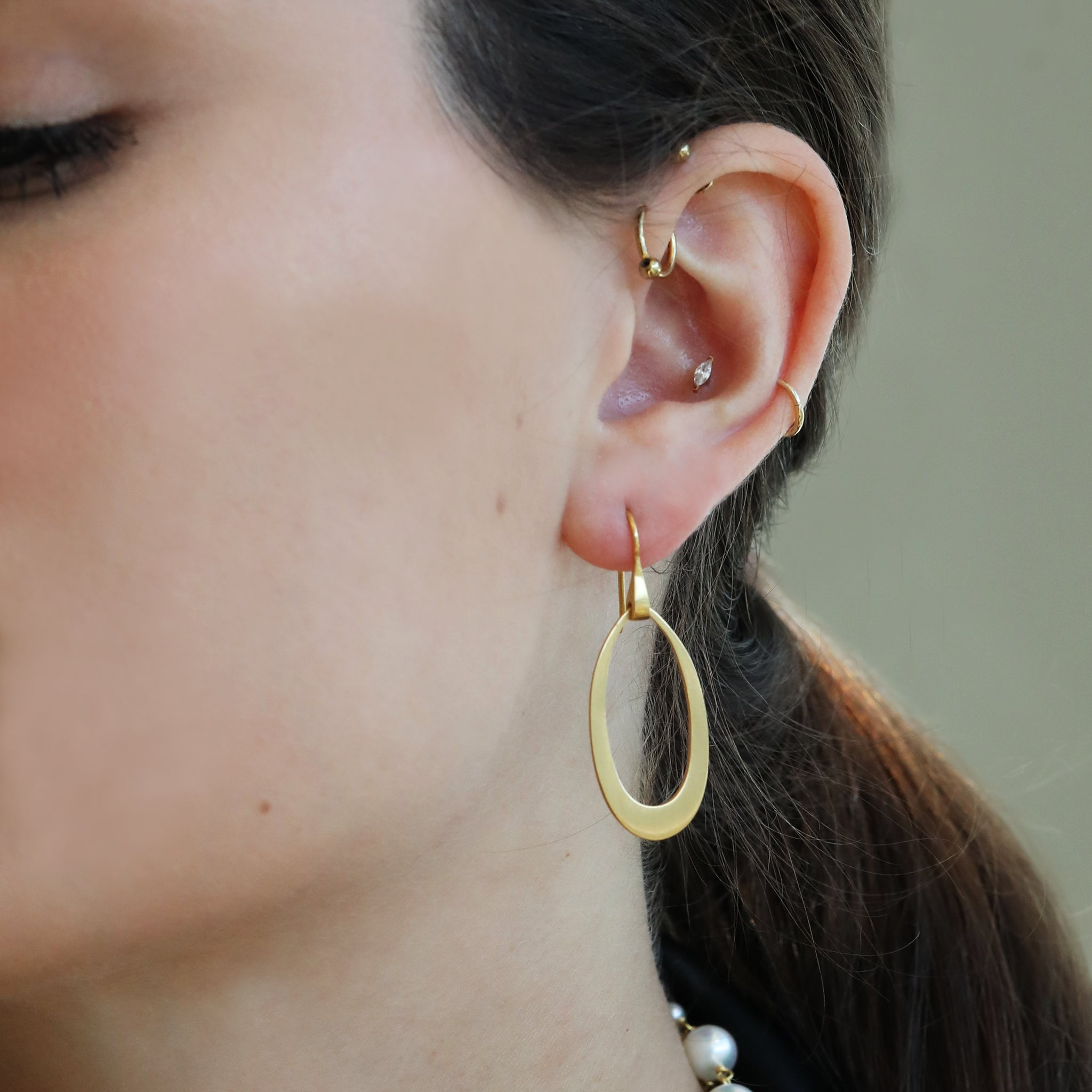 Caroline Ellen Gold Flat Profile Handmade Hoops