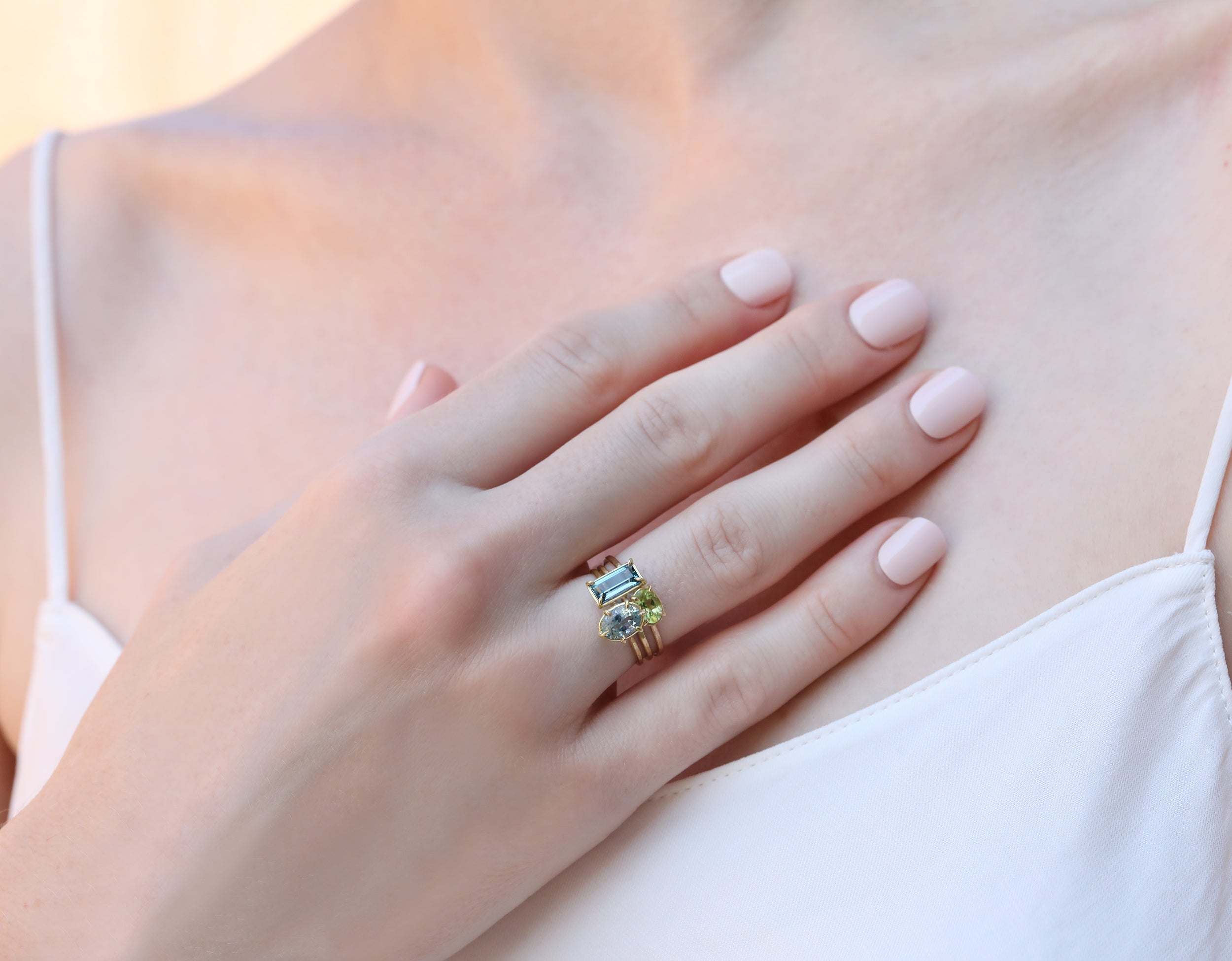 Gold Oval East-West Peridot Ring