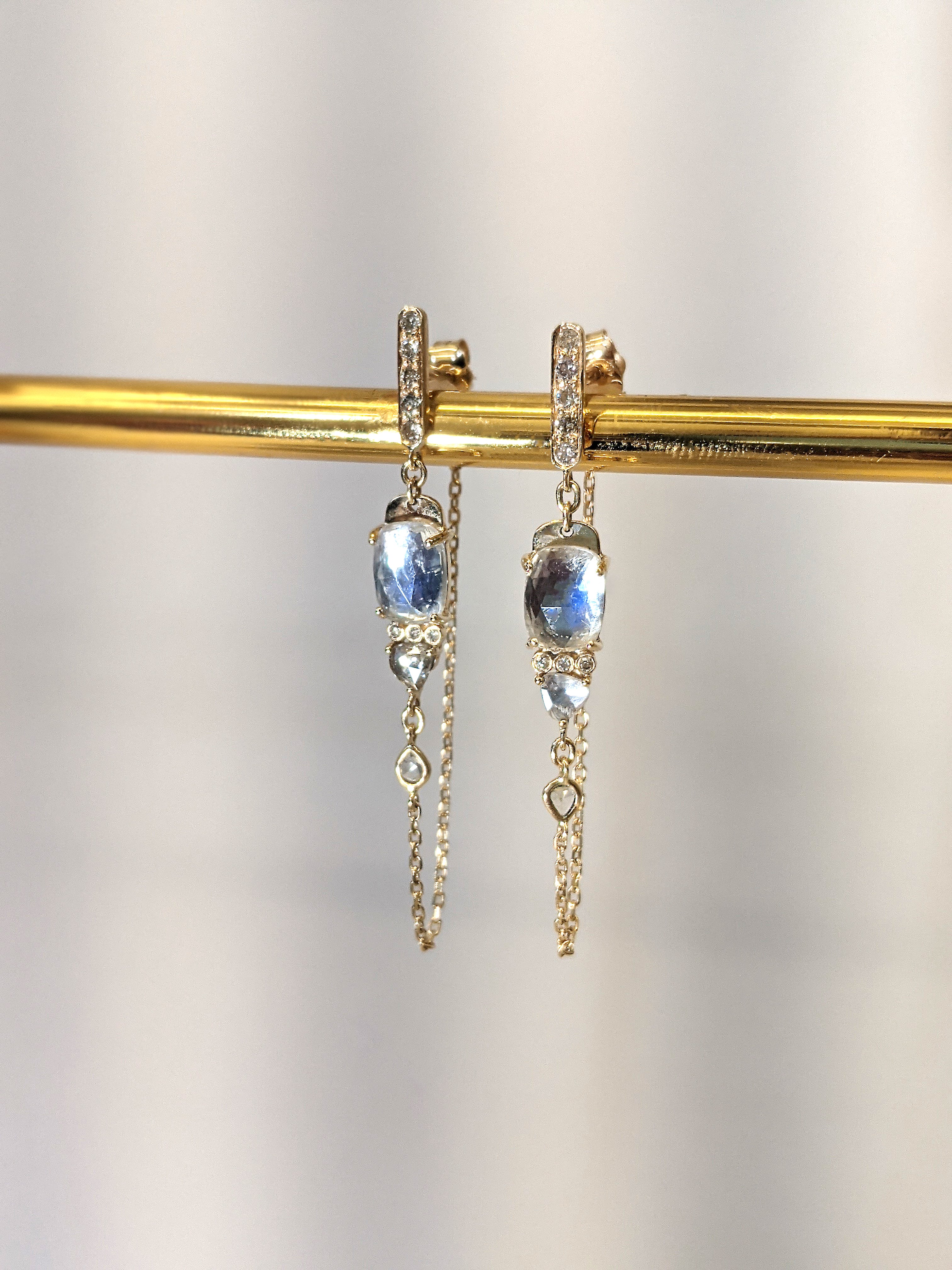 Gold & Diamond Granulated Teardrop Aquamarine Necklace