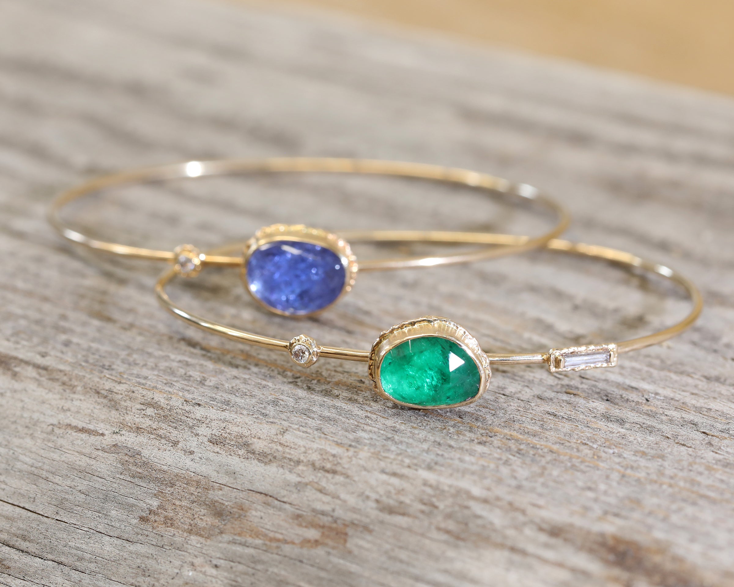 Gold Asymmetrical Rose Cut Tanzanite Bracelet