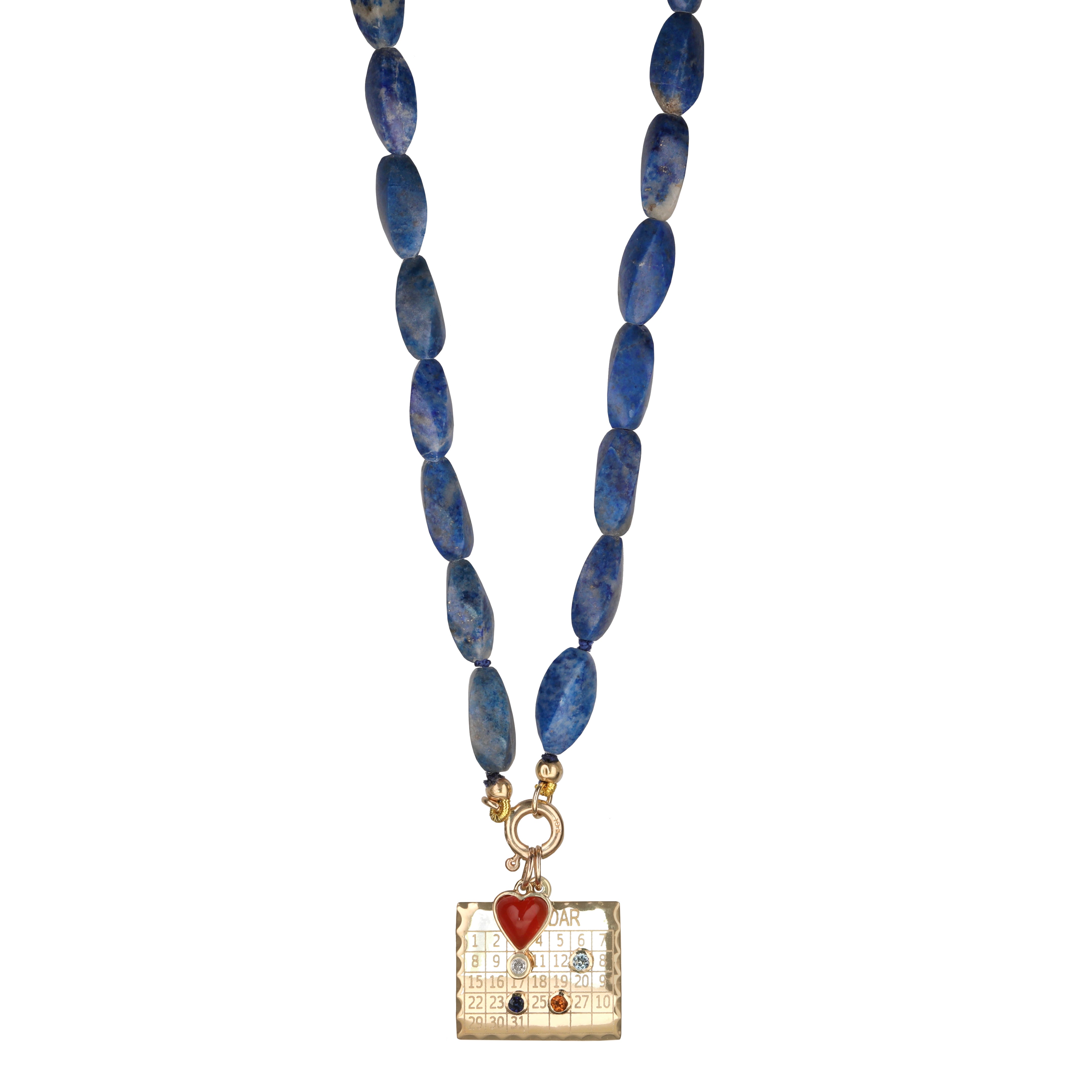 Beaded Twisted Lapis Necklace with Gold Clasp