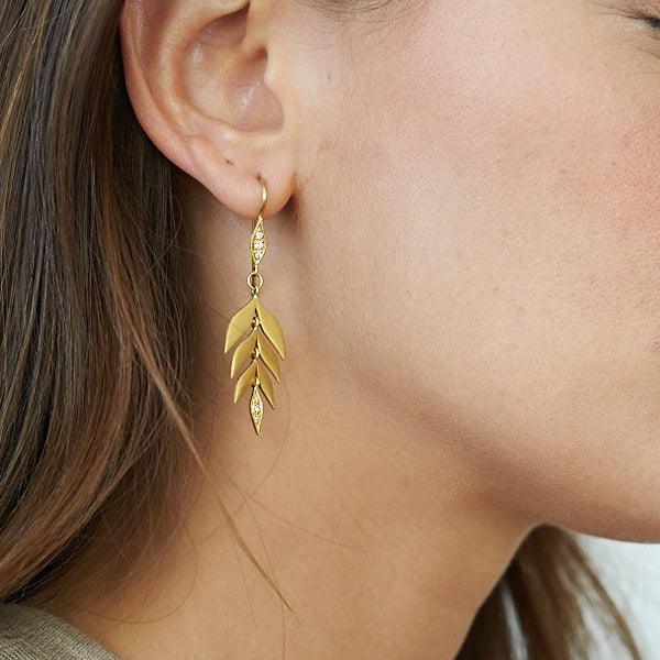 22K Gold and Diamond "Falling Leaves" Earrings