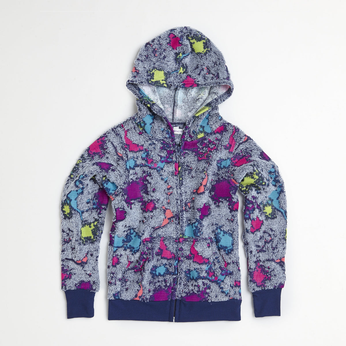 Girls Navy Blue Splatter Print Fleece Zip Hoodie, Size 4-6X, Size 7-16 ...