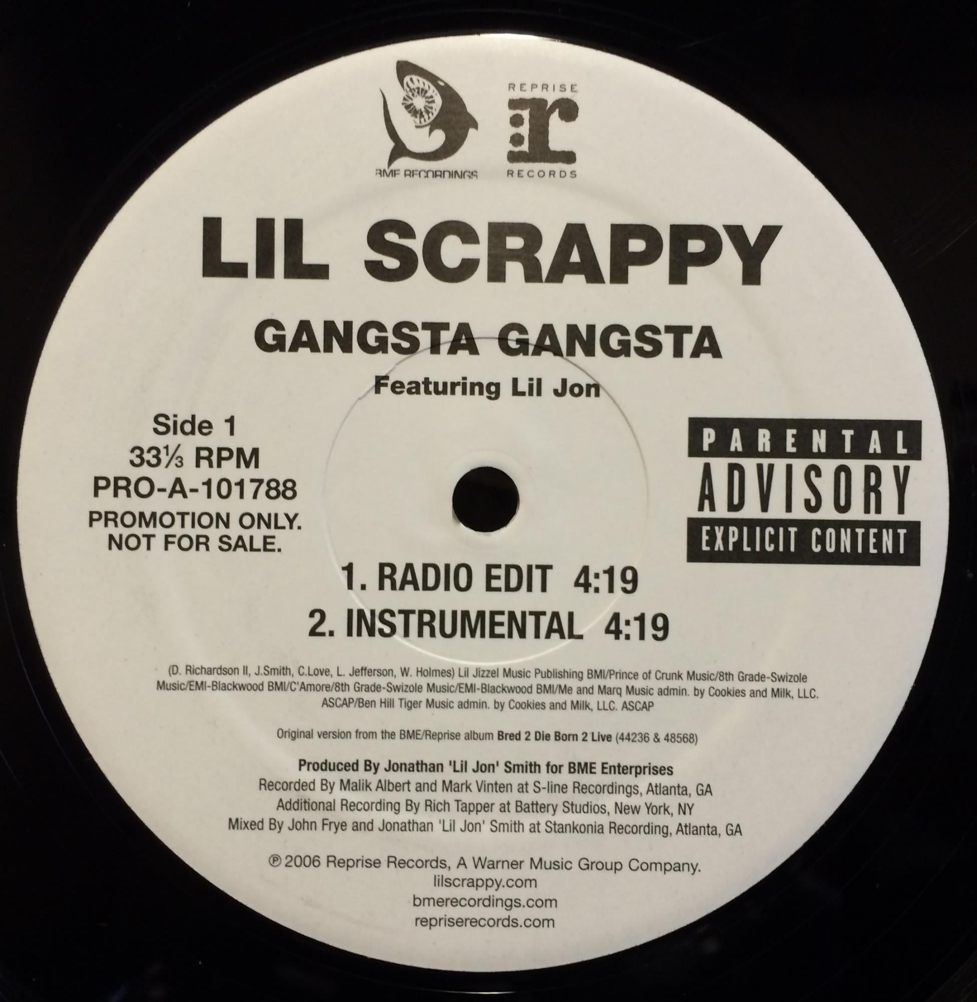 Lil Scrappy Lil Jon Gangsta Gangsta 12 Mint Promo Pro A 1017 V Shuga Records