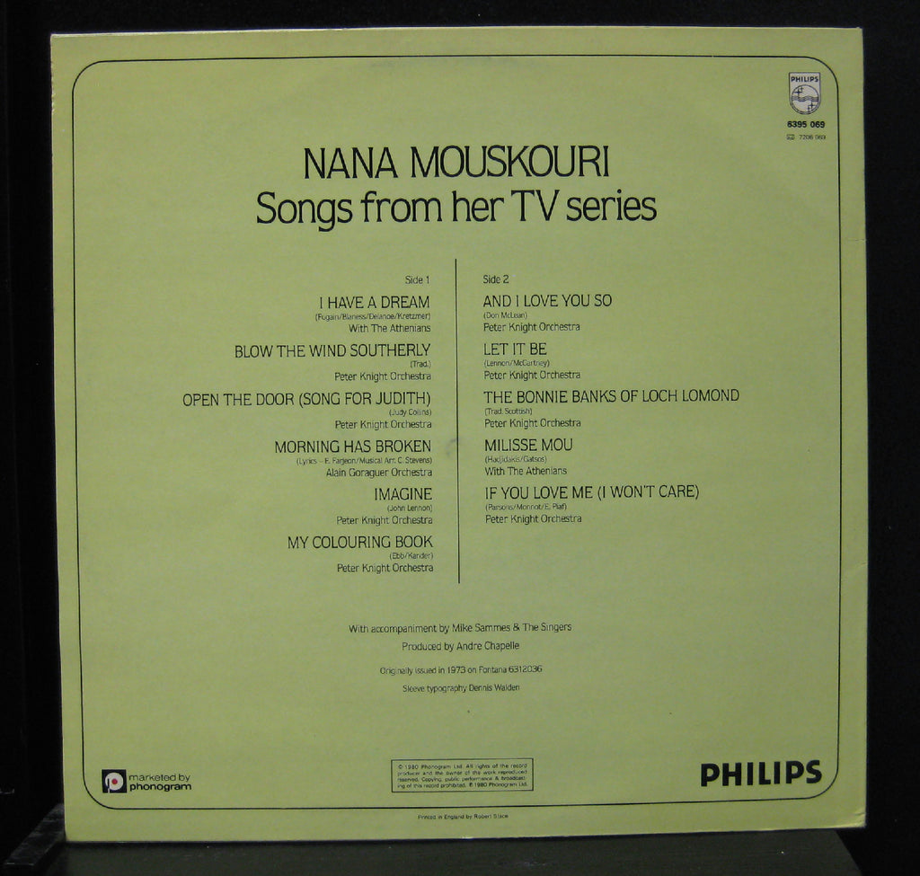 Nana Mouskouri - Song From Her T.V. Series LP Mint- 6395 069 1973