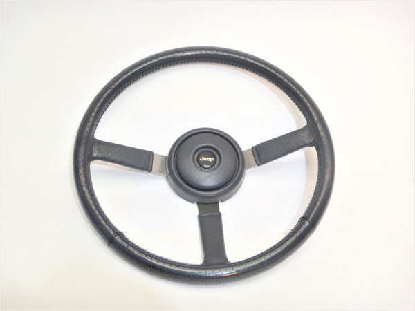 87-95 Wrangler YJ Gray Leather Steering Wheel Horn Button Cap