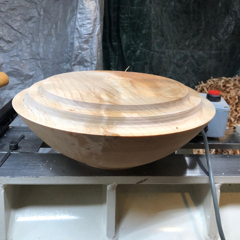 Roughed out Birdseye Maple bowl blank, ready for coring - Dailey Woodworking