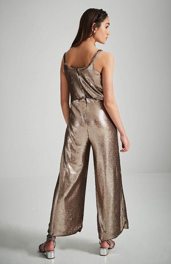 bronze sequin jumpsuit