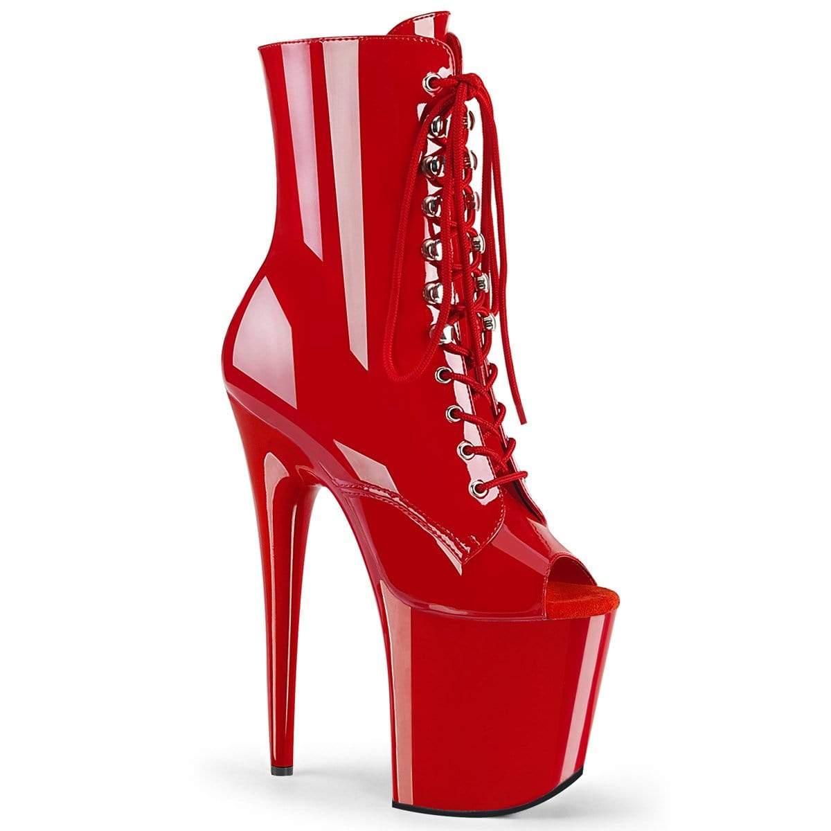 red mid calf boots