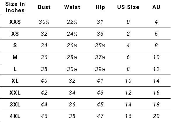 Check Your PoleActive Pole Dancing Attire Size Charts