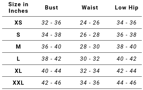 Check Your PoleActive Pole Dancing Attire Size Charts