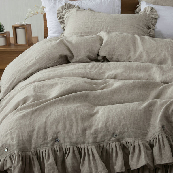 Ruffles Linen Duvet Cover Sets 100 French Linen Bedding 16color