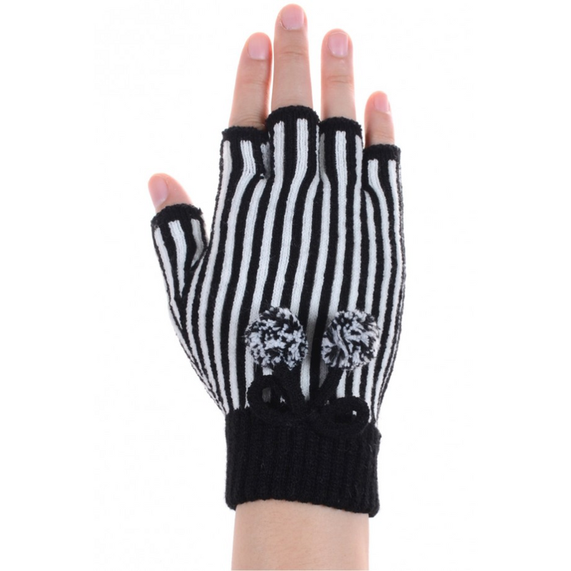 striped fingerless gloves