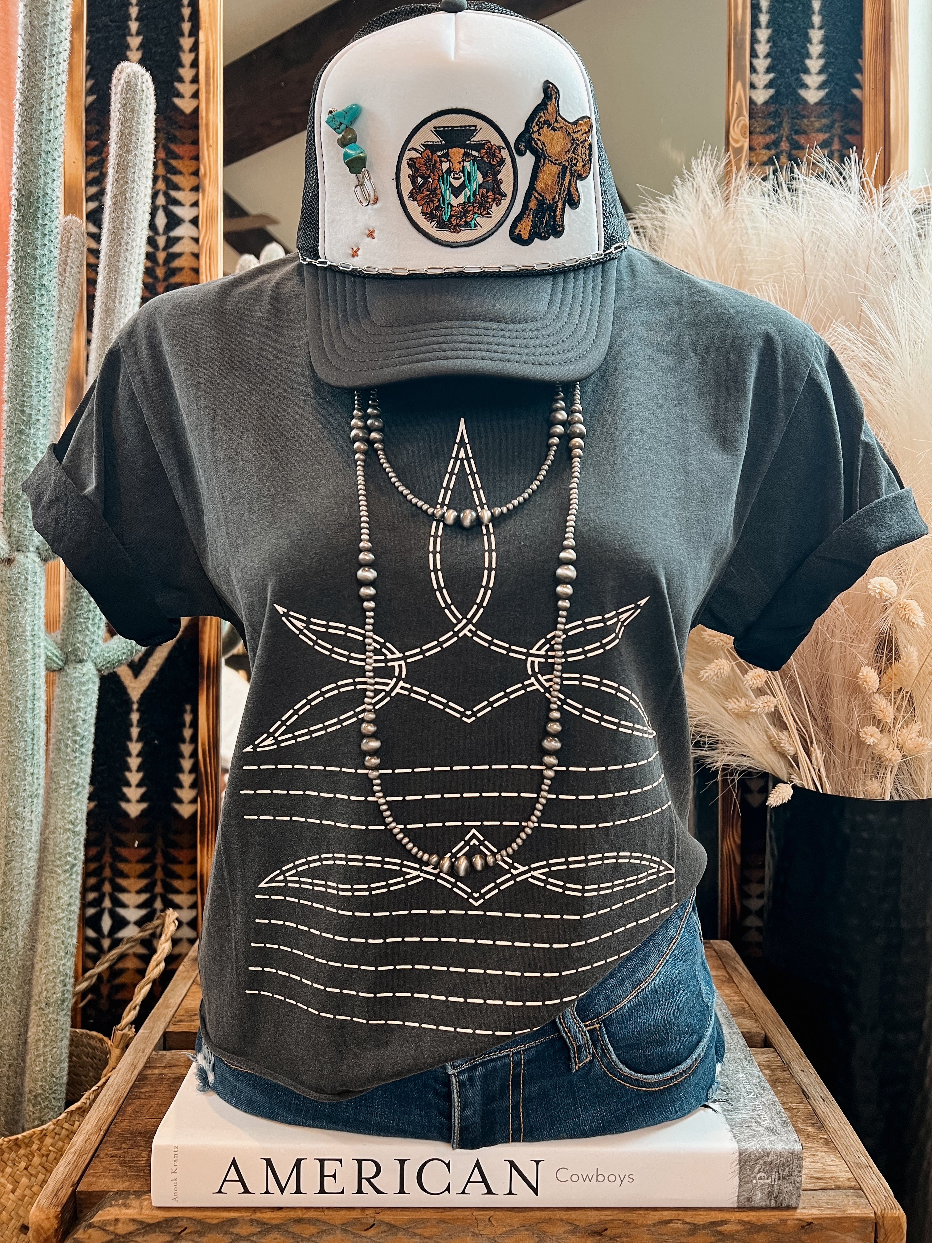 Papa's Boot Stitch Tee - Black