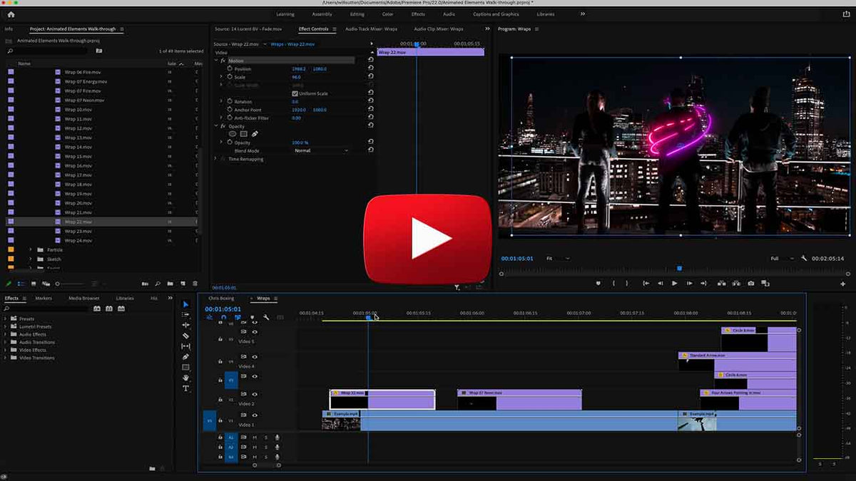 how to use animated elements premiere pro