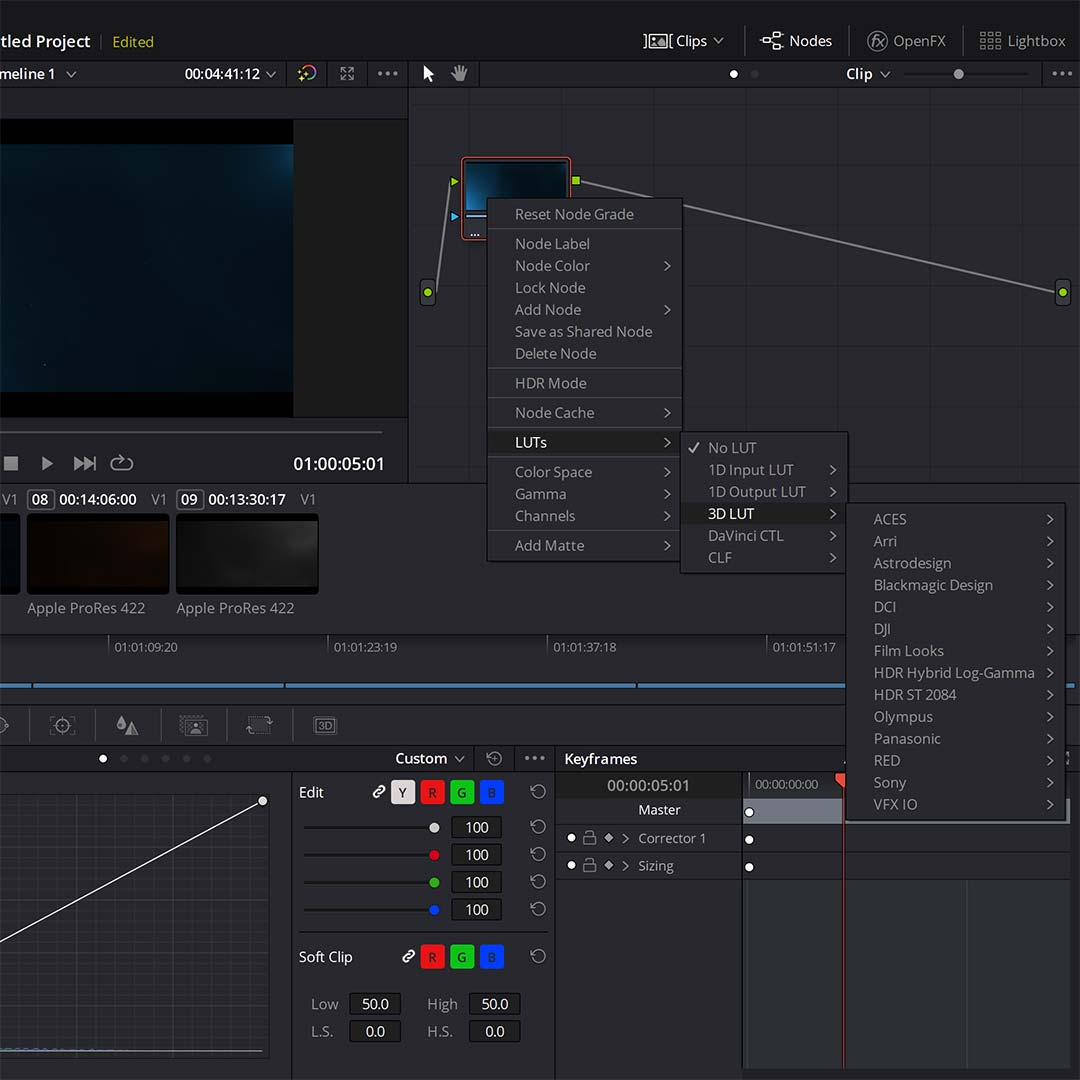 apply a lut in davinci resolve