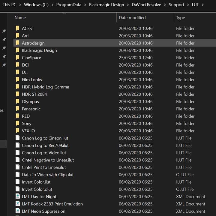davinci resolve luts folder mac