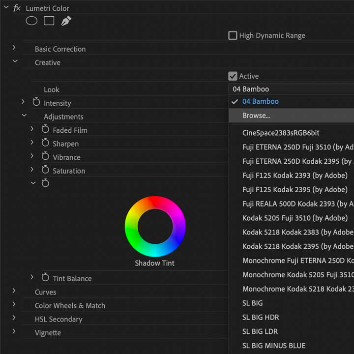 premiere pro install luts