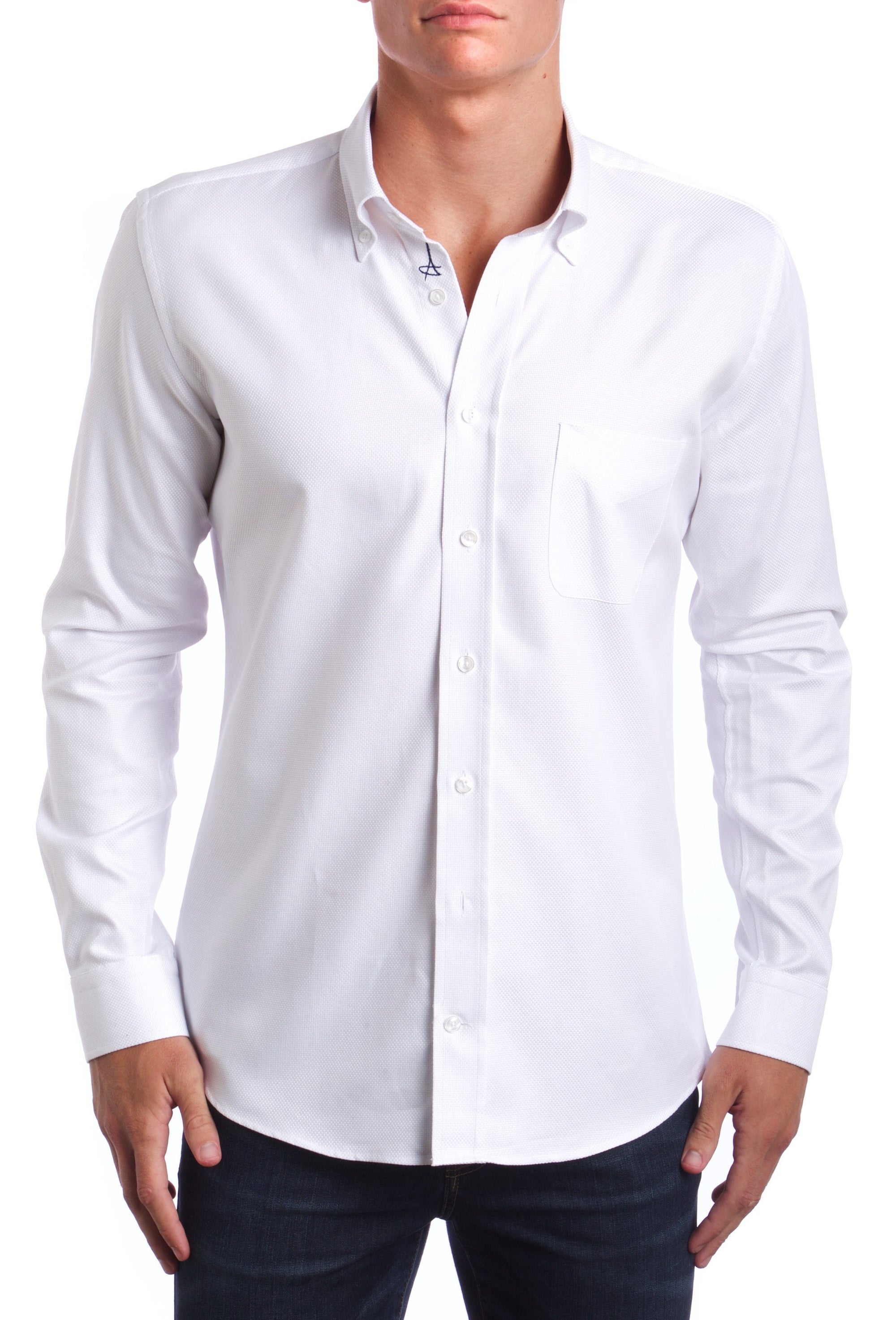 slim fit white button up shirt