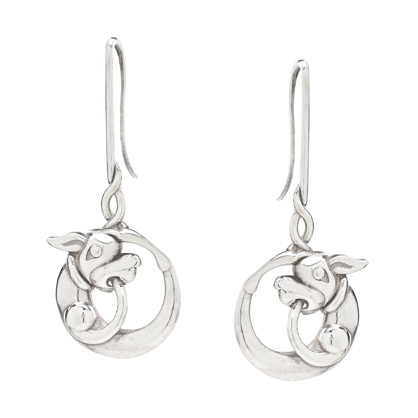 Silver Tumbling Dog Earring