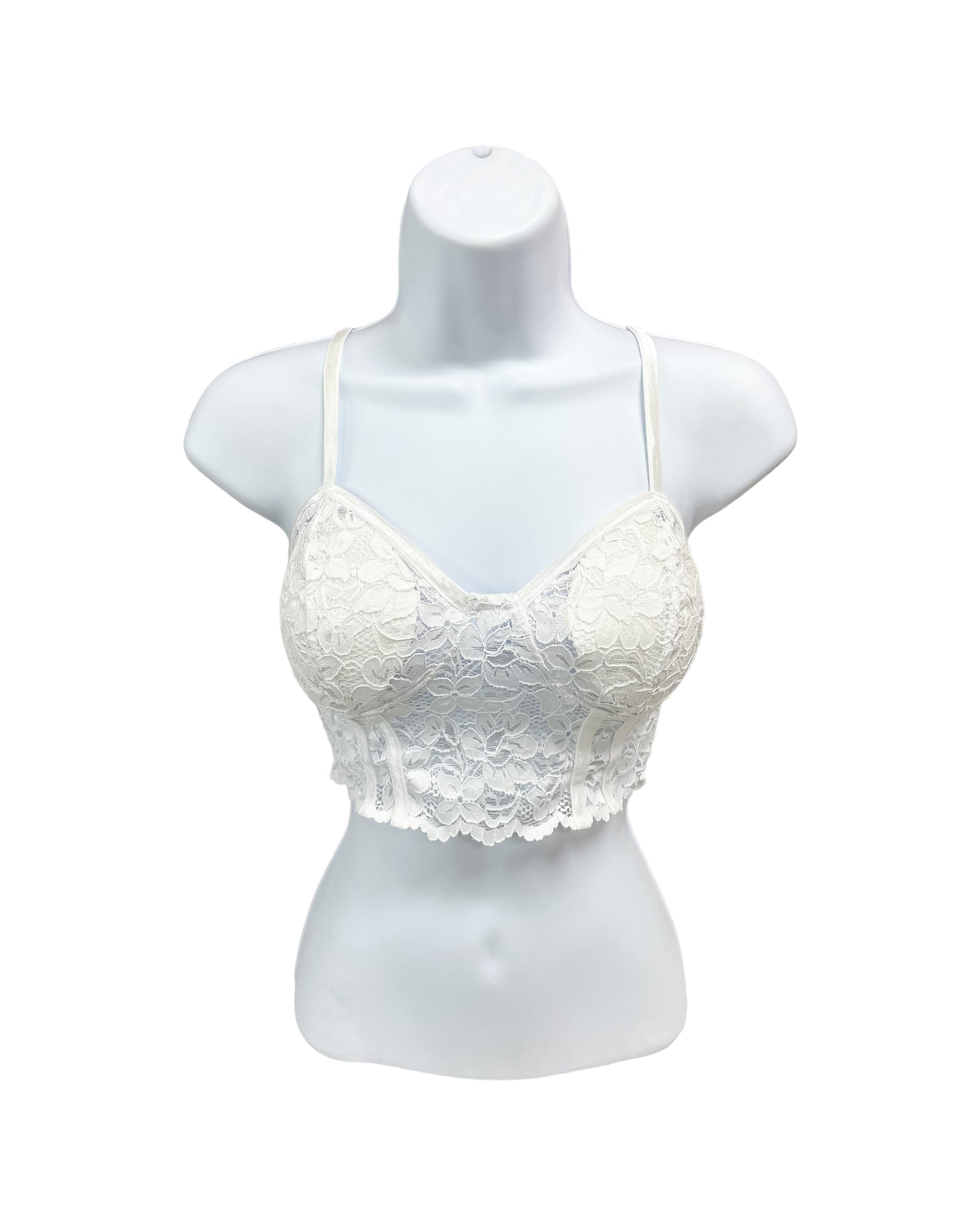 Lace Corset Bralette, White - La Di Da Boutique