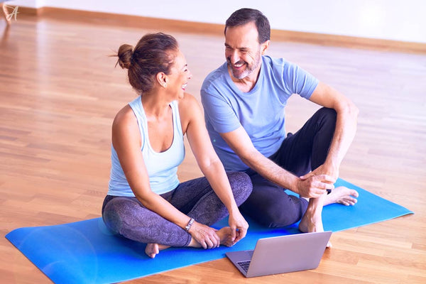 Healthy couple exercise