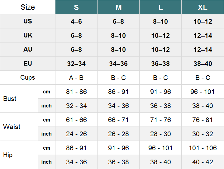 Size Chart - Brazilian Seduction