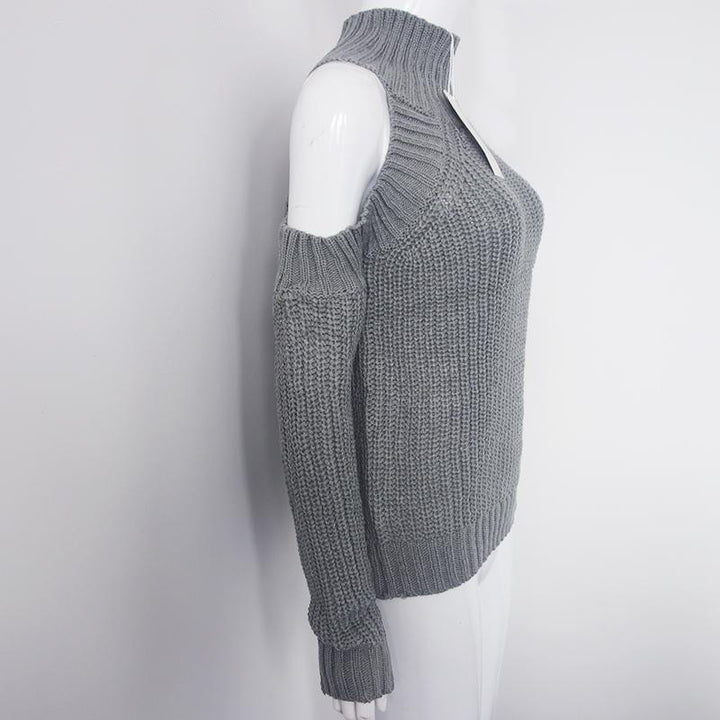 Off Shoulder Turtleneck Knitted Sweater | Online Shopping | Zorket | ZORKET