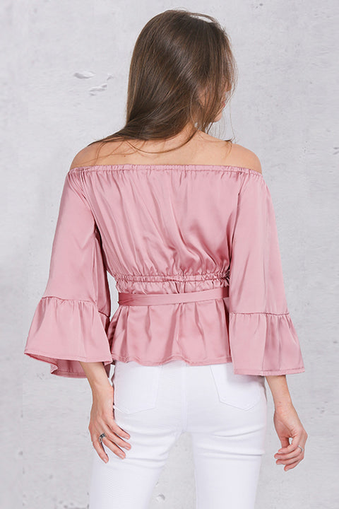 Off Shoulder Ruffle Blouse With Flare Sleeves | Shop Online | Zorket ...