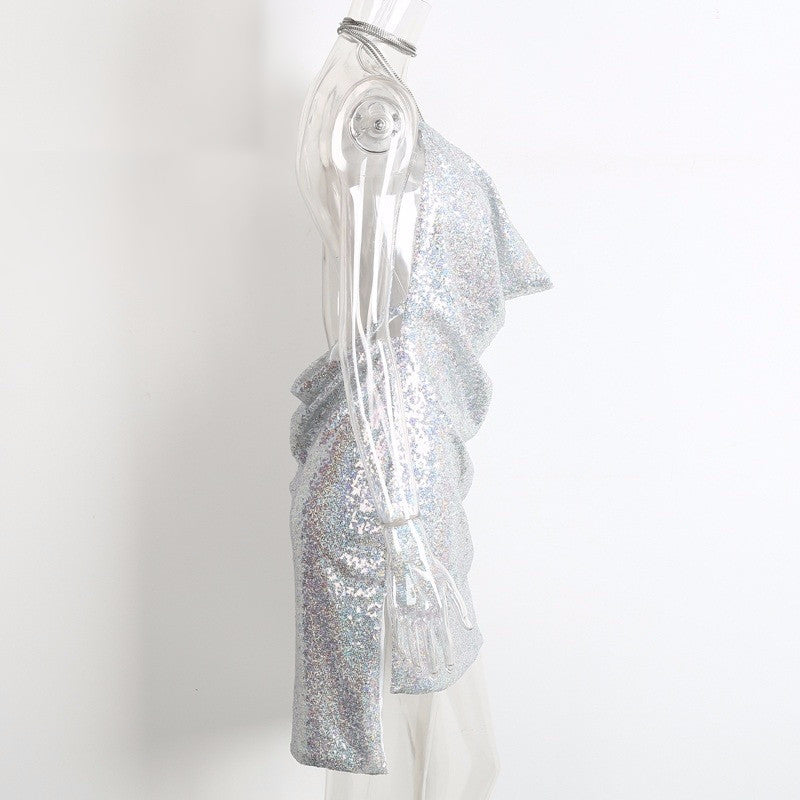 Sequin Backless Dress With Deep V-Neck | Online Shopping | Zorket – zorket