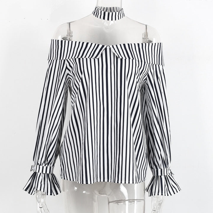 Off Shoulder Striped Shirt Of Cotton | Buy Women's Clothing | Zorket ...